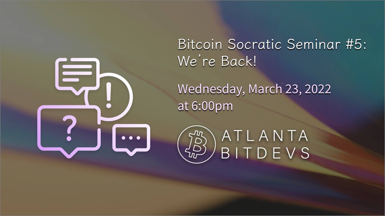 Poster for Bitcoin Socratic Seminar #5